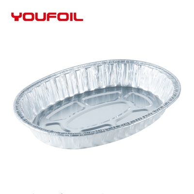 satın al Tek kullanımlık oval alüminyum folyo tepsisi gıda depolama zehirli olmayan alüminyum folyo tepsisi online manufacture