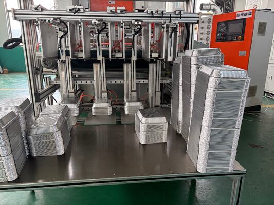 LK-T80 Yuvarlak Şekilli 8011 Alüminyum Folyo Gıda Kabı Gümüş Rengi Üretim Makinesi